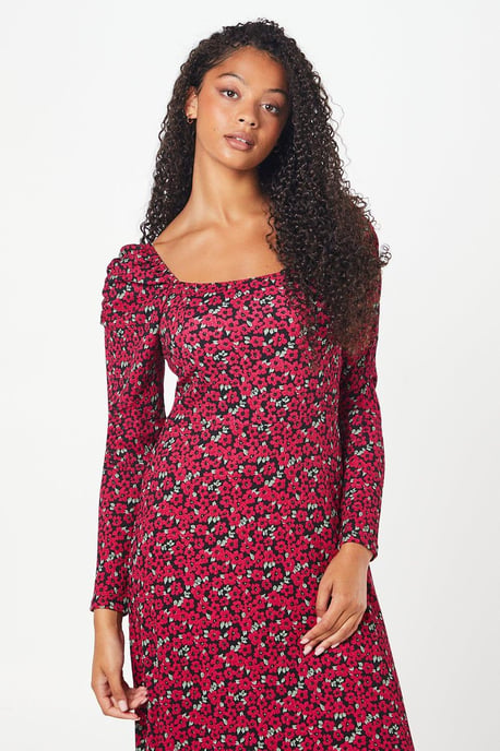 Tall Ditsy Floral Square Neck Midi Dress