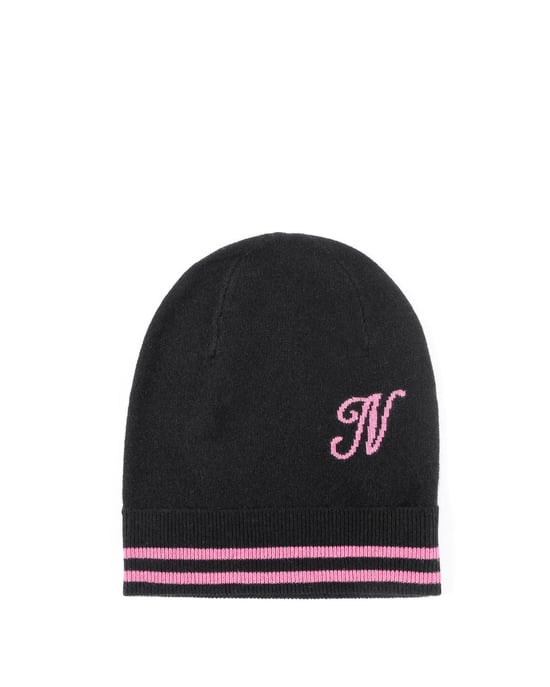 Monogrammed Cashmere Beanie with Contrasting Letter - Image 1