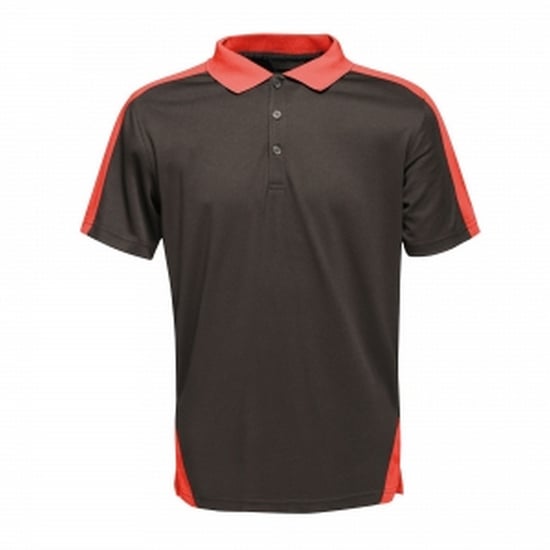 Regatta Herencontrast Coolweave Polo Shirt (Zwart/Klassiek Rood) - Image 1