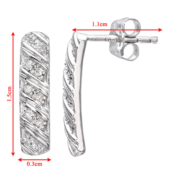 9ct White Gold Ladies 5pt Diamond Earrings - Image 2