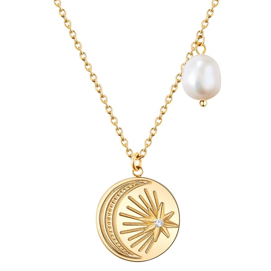 Necklace stainless steel yellow gold freshwater cultured pearl white preciosa white Valero Pearls - Image 1