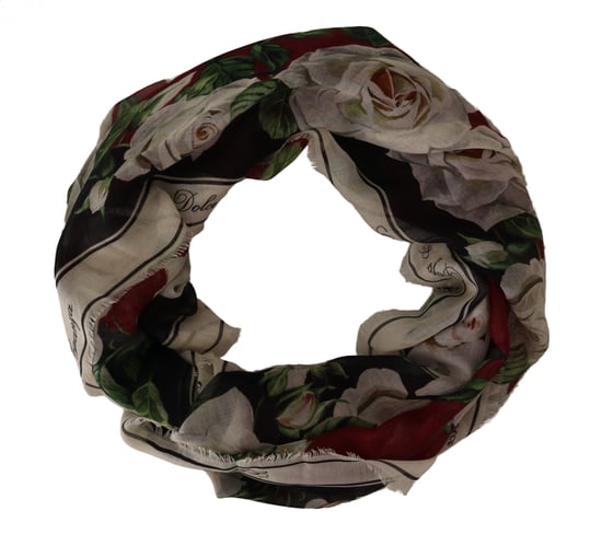 Dolce & Gabbana Women's Multicolor Roses Print Cashmere Wrap Scarf - Image 4