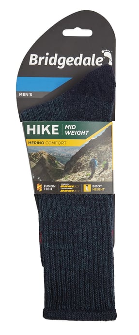 Bridgedale - Mens Hiking Midweight Merino Wool Socks -Navy - Image 2