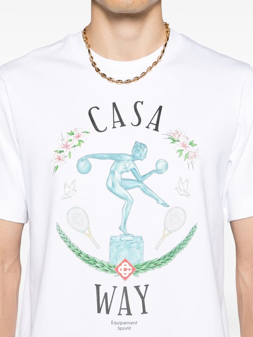 Casablanca Statue En Marbe Printed T-Shirt in White - Image 2