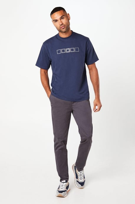 Burton Mens Slim Fit Chino Trousers Blue Cotton Blend Elastane All Seasons - Image 1