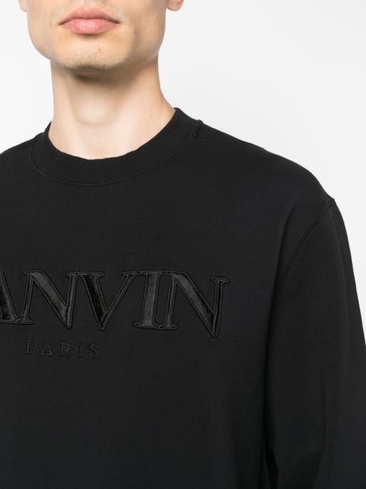 Lanvin Paris Logo Embroidered Sweatshirt in Black - Image 2
