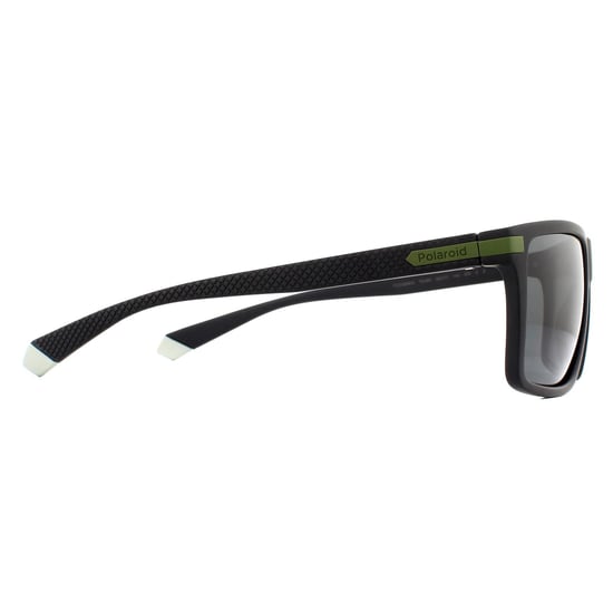Polaroid Rectangle Mens Black Green Grey Polarized Sunglasses