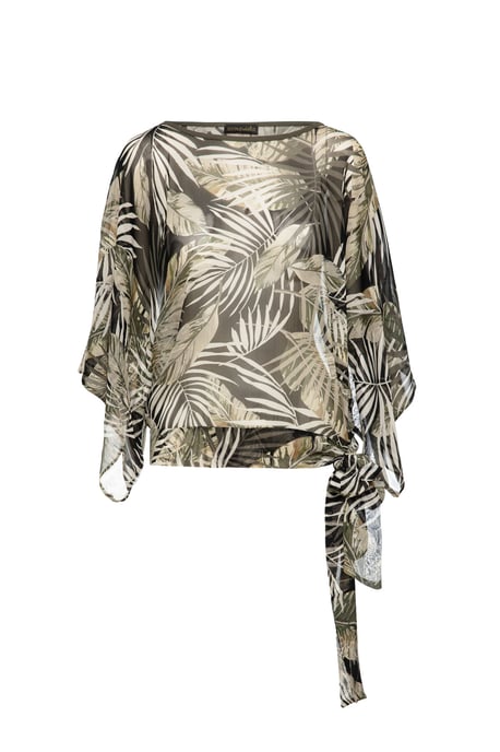 Print Chiffon Batwing Top