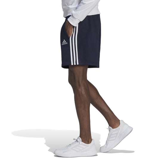 Men's adidas Essentials Frech Terry 3-Stripes Short in Navy - Image 5