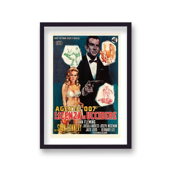 Sean Connery as James Bond Dr No Vintage Movie Poster Italian Design 1 Portrait