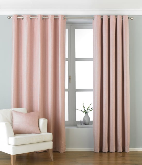 Atlantic Twill Woven Eyelet Curtains in Blush
