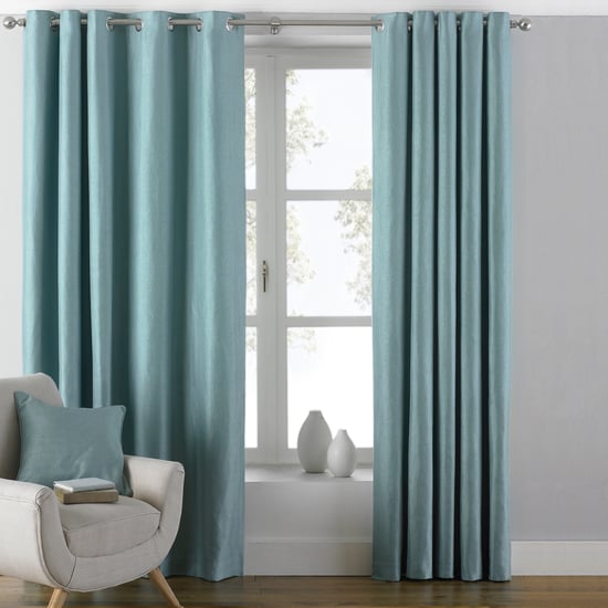 Atlantic Twill Woven Eyelet Curtains in Duck Egg Blue - Image 2