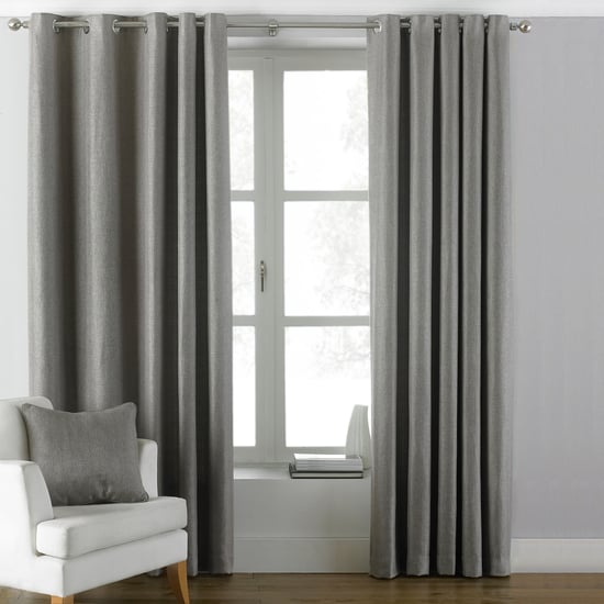 Atlantic Twill Woven Eyelet Curtains in Grey - Image 2