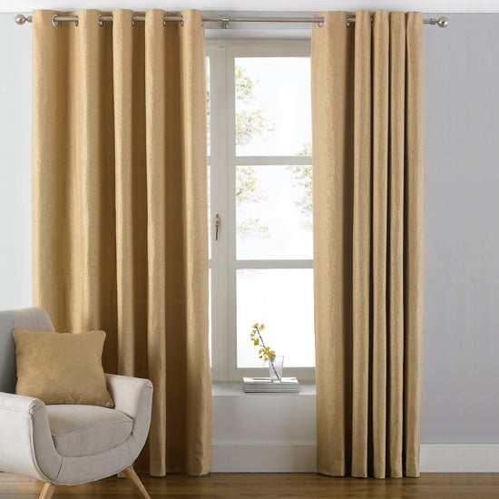 Atlantic Twill Woven Eyelet Curtains in Ochre - Image 2