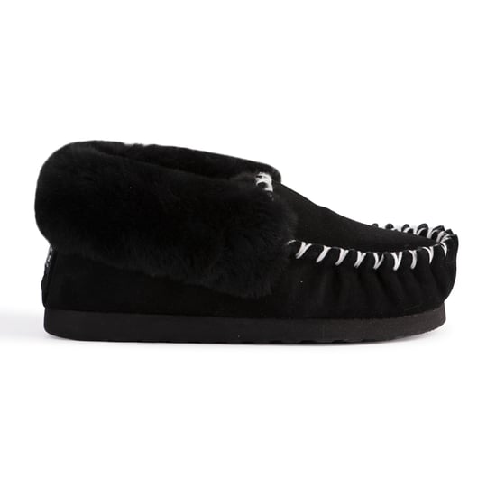 Aus Wooli "Waterloo" Australia Hand Stitched Womens Sheepskin Moccasin, Black