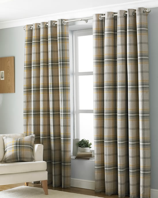 Aviemore Wool Effect Eyelet Curtains in Ochre - Image 1
