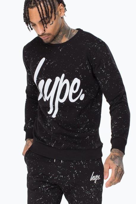 HYPE BLACK AOP SPECKLE LIGHTWEIGHT MEN'S CREW NECK