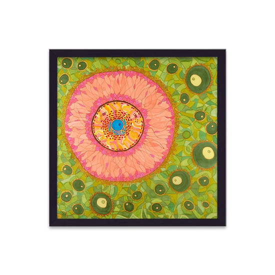 Cellular Beauty Art 5 Pink on Green - Black Frame