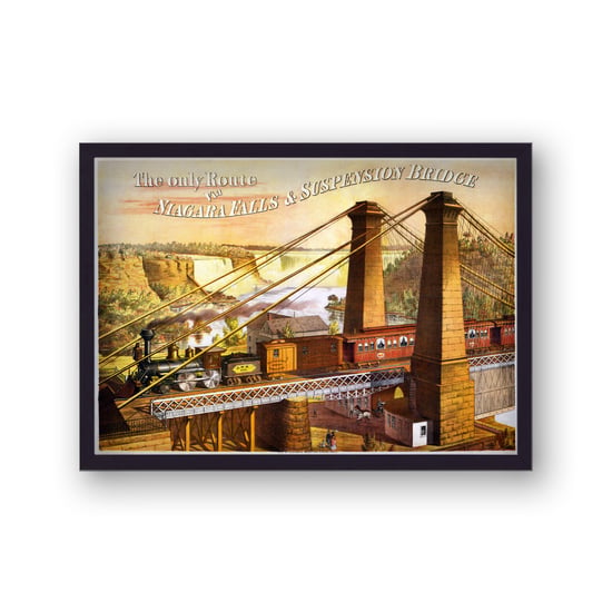 Vintage Advertising Print Niagara Falls Suspension Bridge - Black Frame