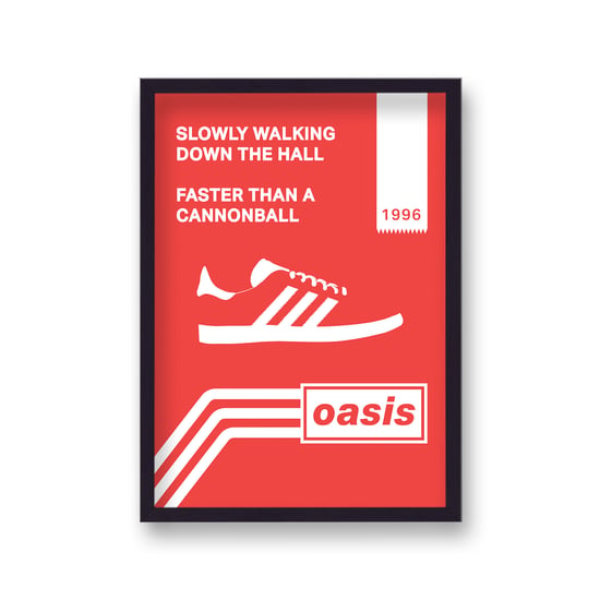 Oasis Red & White Champagne Supernova Lyric Print - Black Frame