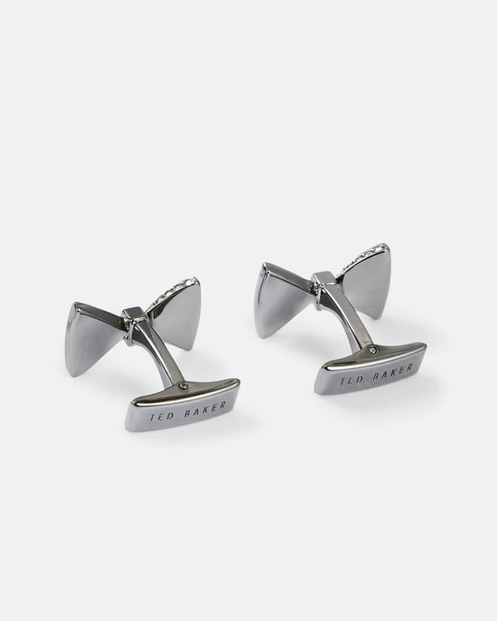 Ted Baker Bowed Crystal Bow Cufflinks, Gunmetal
