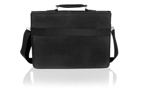 Woodland Leather Plain Black Folio 13.5" Top Handle Adjustable Removeable Shoulder Strap