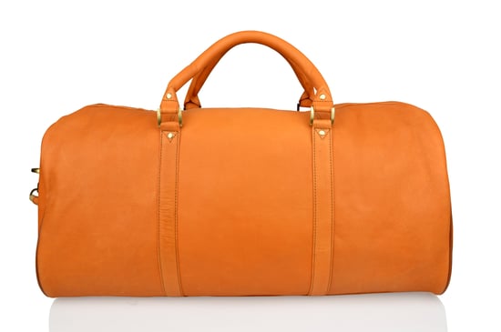 Woodland Leather Tan Large Size Travel Holdall 24.0" Wide Wide Central Zip Opening Adjustable Shoulder Strap