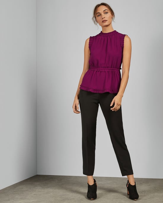 Ted Baker Brayla Tie Waist Pleated Top in Deep Pink - Image 1
