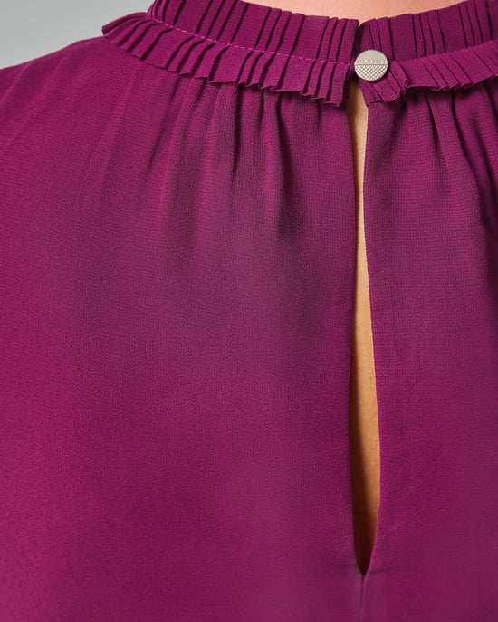 Ted Baker Brayla Tie Waist Pleated Top in Deep Pink - Image 4