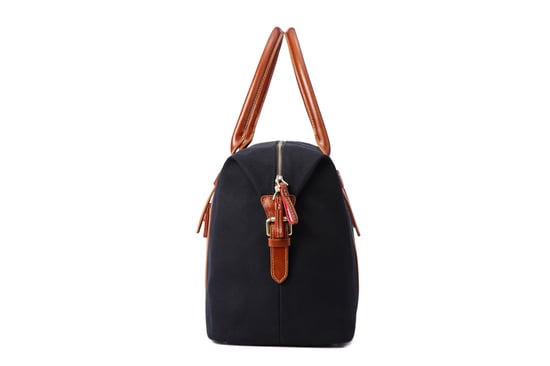 Hautton Leather Black Canvass And Tan Leather Mix Holdall 19.0" Central Zip Compartment Adjustable Shoulder Strap
