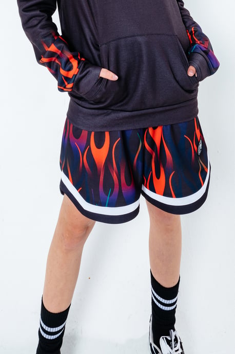 HYPE X BACK TO THE FUTURE BLACK FLAME BASKETBALL SHORTS