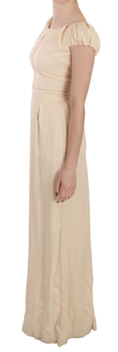 Dolce & Gabbana Beige Silke Kolumn Klänning med Korta Ärmar - Image 4