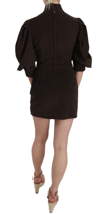 Dolce & Gabbana Brun Kordflors Kroppsnära Bomull Mini Klänning - Image 2