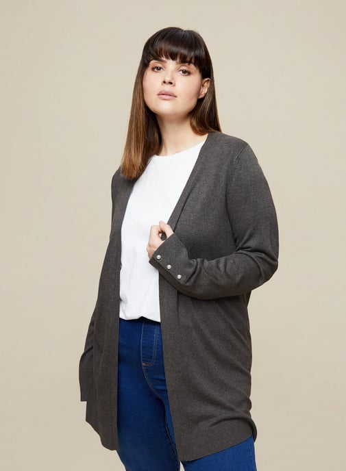 Dorothy Perkins Womens Curve Charcoal Cardigan Knitwear Jumper Top Long Sleeve