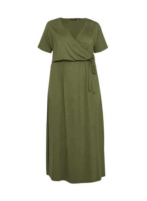 Dorothy Perkins Womens Curve Green Maxi Wrap Dress V-Neck Short Sleeve
