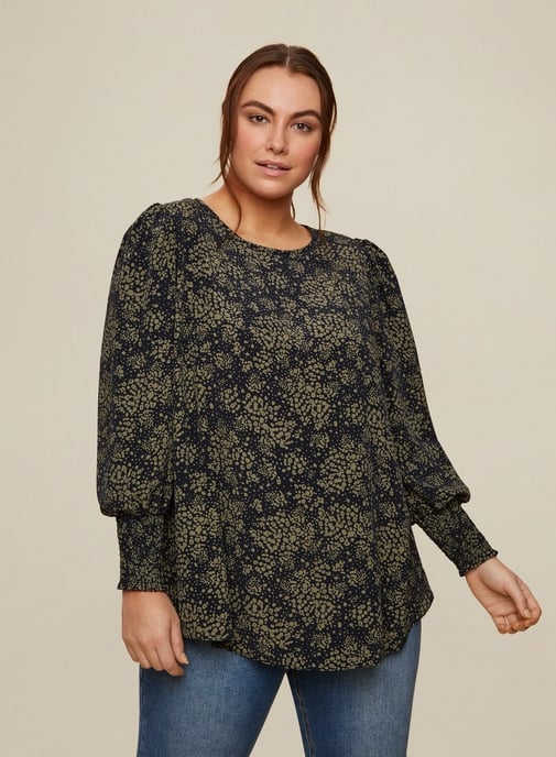 Dorothy Perkins Womens Curve Black Long Sleeve Top Round Neck Blouse Shirt
