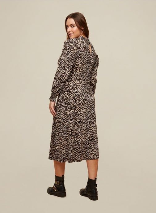 Dorothy Perkins Womens Curve Multi Colour Leopard Print Dress Long Sleeve