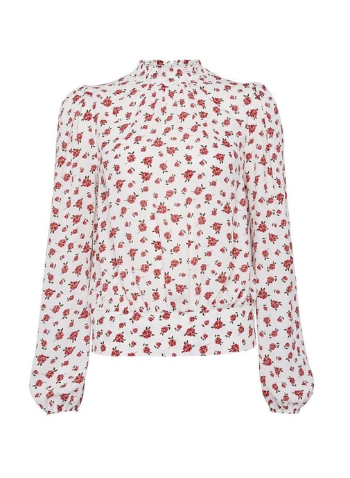 Dorothy Perkins Womens White Colour Ditsy Floral Print Elastic Back Top Blouse