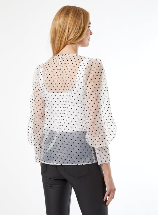 Dorothy Perkins Womens White Organza Long Sleeve Top Blouse Casual
