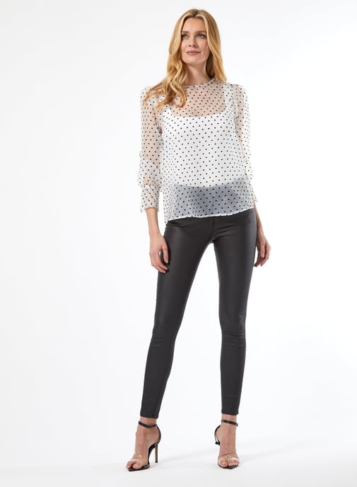 Dorothy Perkins Womens White Organza Long Sleeve Top Blouse Casual