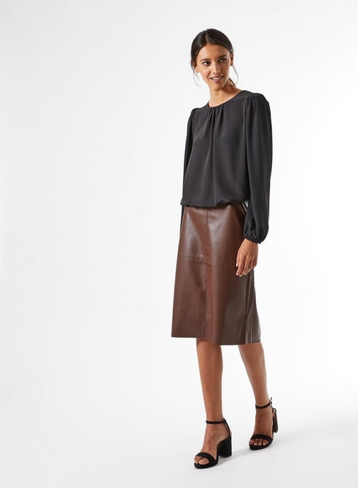 Dorothy Perkins Womens Black Plain Bubble Hem Blouse Elegant