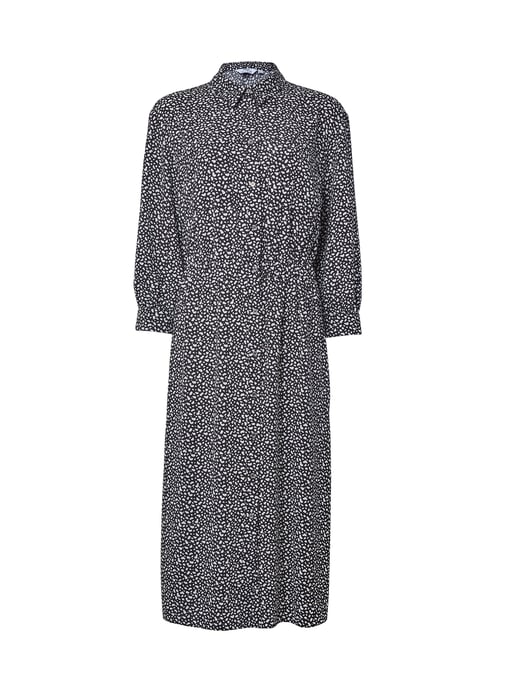 Dorothy Perkins Womens Tall Black Pebble Print Midi Shirt Dress 3/4 Sleeve