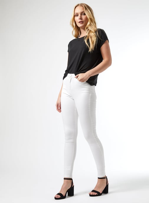 Dorothy Perkins Womens Tall White Shape & Lift Denim Skinny Jeans Pants Trousers