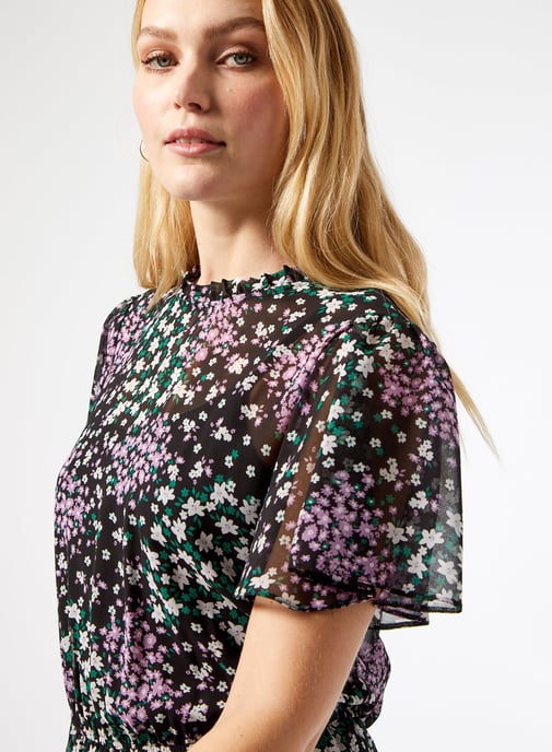 Dorothy Perkins Womens Tall Multi Fit & Flare Mini Dress Round Neck Short Sleeve