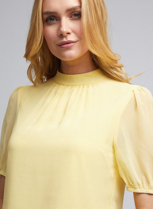 Dorothy Perkins Womens Billie & Blossom Lemon Puff Sleeve Shell Top Blouse