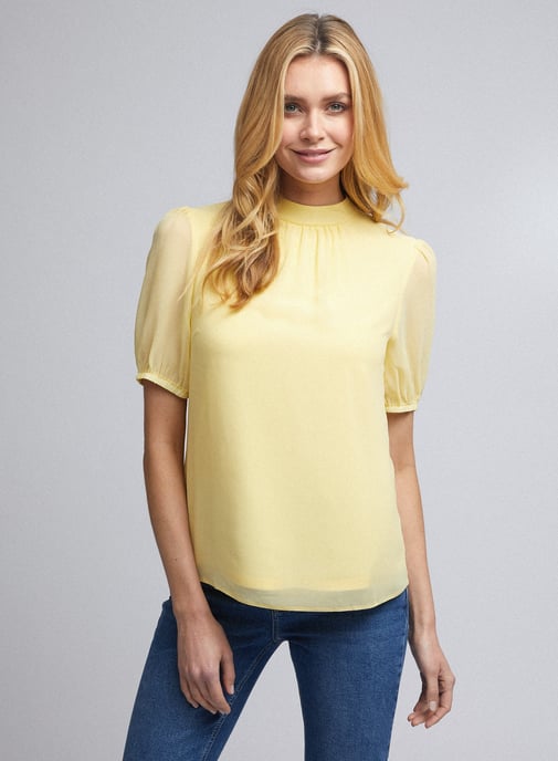 Dorothy Perkins Womens Billie & Blossom Lemon Puff Sleeve Shell Top Blouse