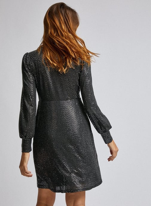 Dorothy Perkins Womens Vero Moda Black Short Skater Dress Long Sleeve V-Neck