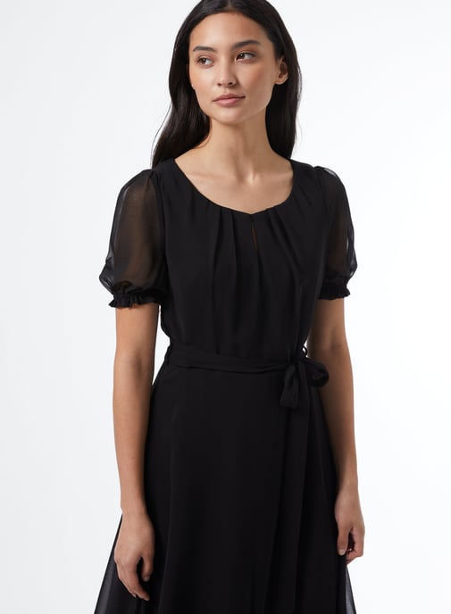 Dorothy Perkins Womens Billie & Blossom Petite Black Key Hole Dress Short Sleeve