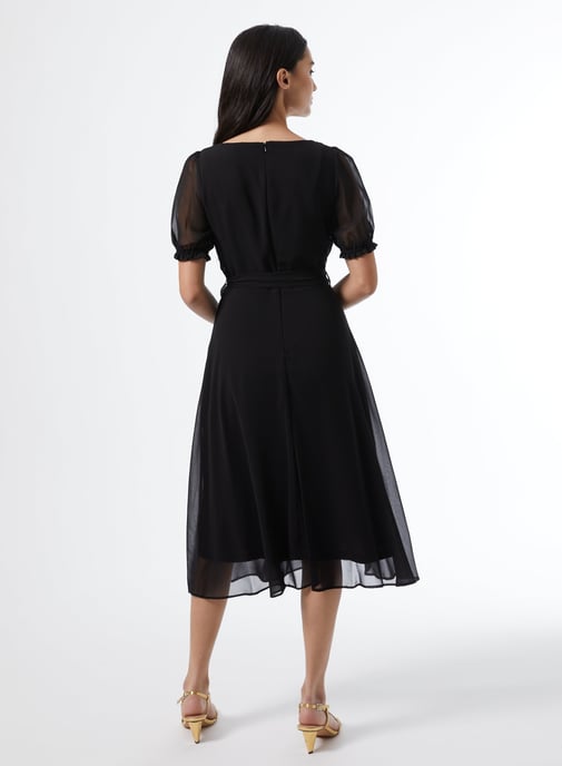 Dorothy Perkins Womens Billie & Blossom Petite Black Key Hole Dress Short Sleeve