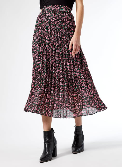 Dorothy Perkins Womens Multi Floral Print Pleated Midi Skirt Casual Bottoms